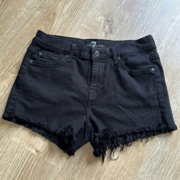 7 For All Mankind Pants - 7 for All Mankind Black Denim Shorts